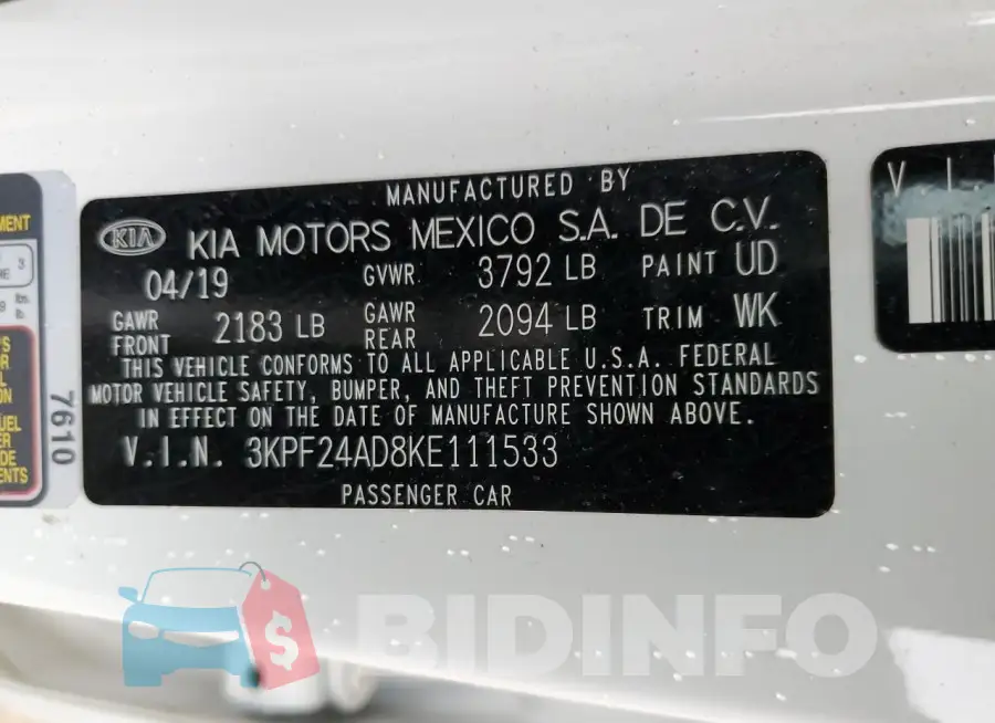 3KPF24AD8KE111533 Photo# 13