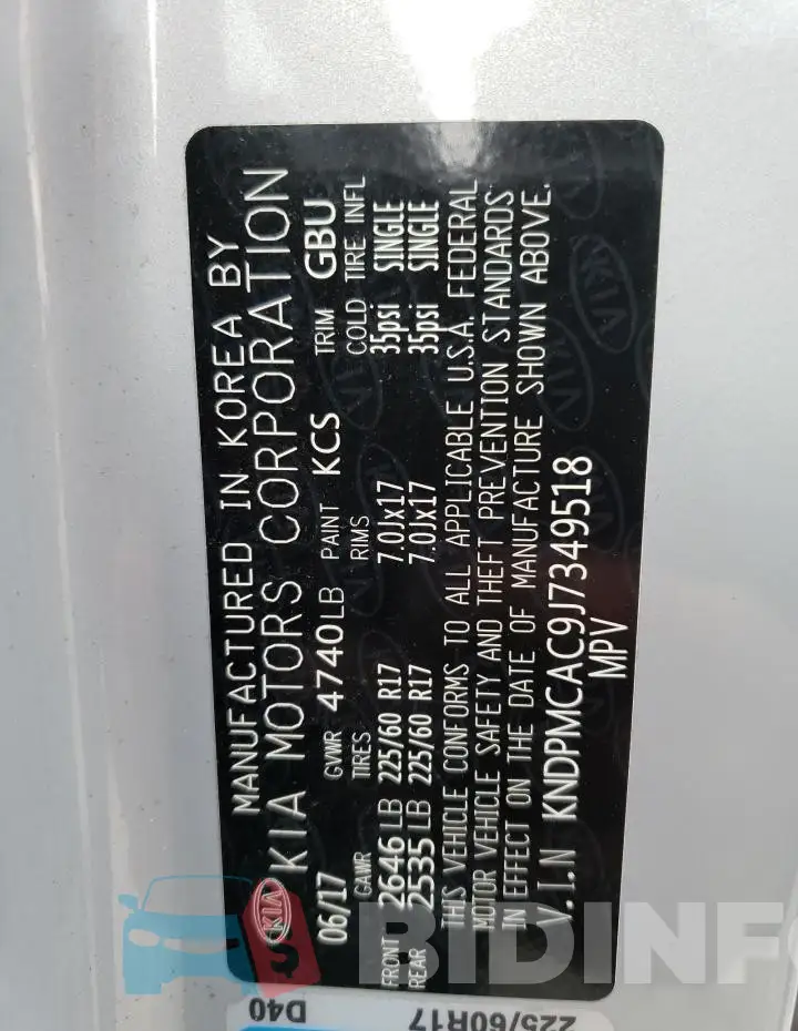 KNDPMCAC9J7349518 Photo# 13