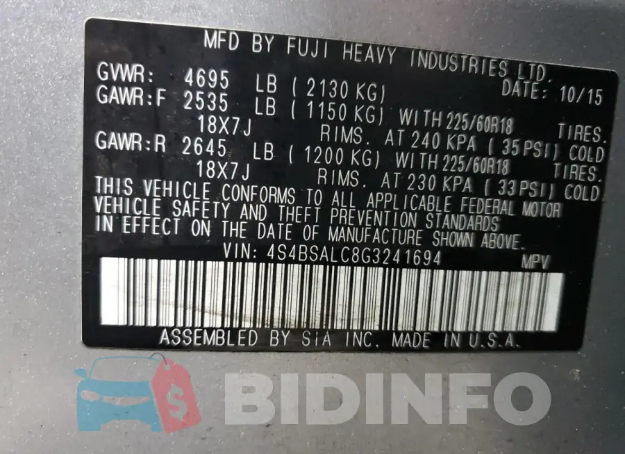 4S4BSALC8G3241694 Photo# 13