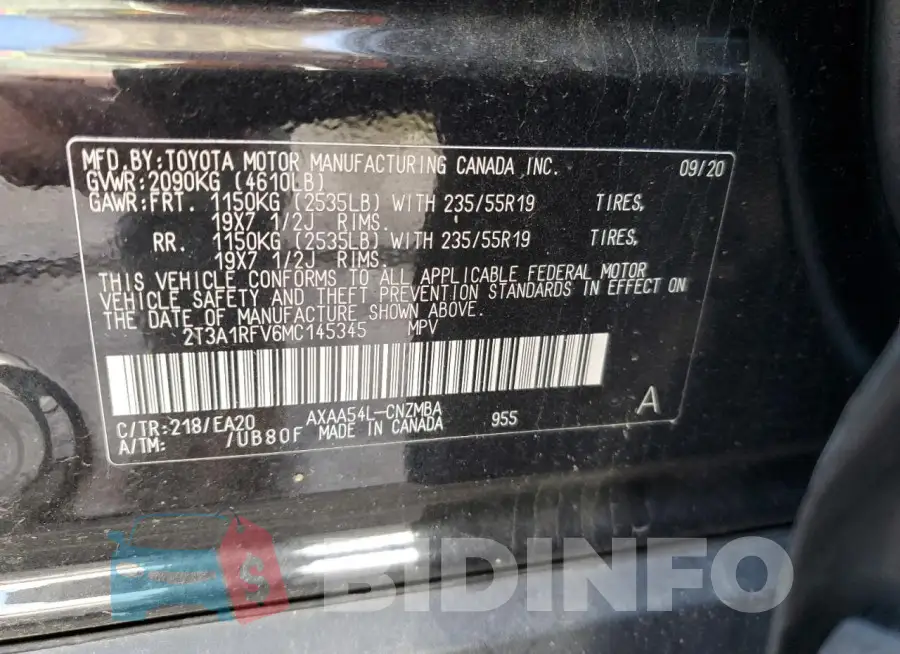 2T3A1RFV6MC145345 Photo# 13