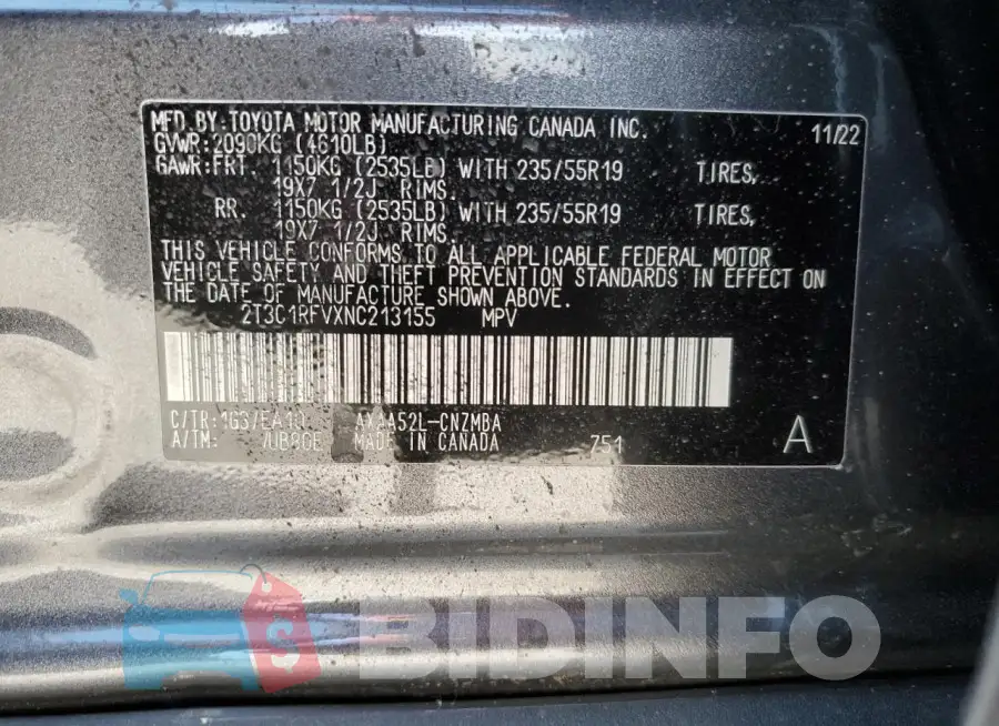2T3C1RFVXNC213155 Photo# 14
