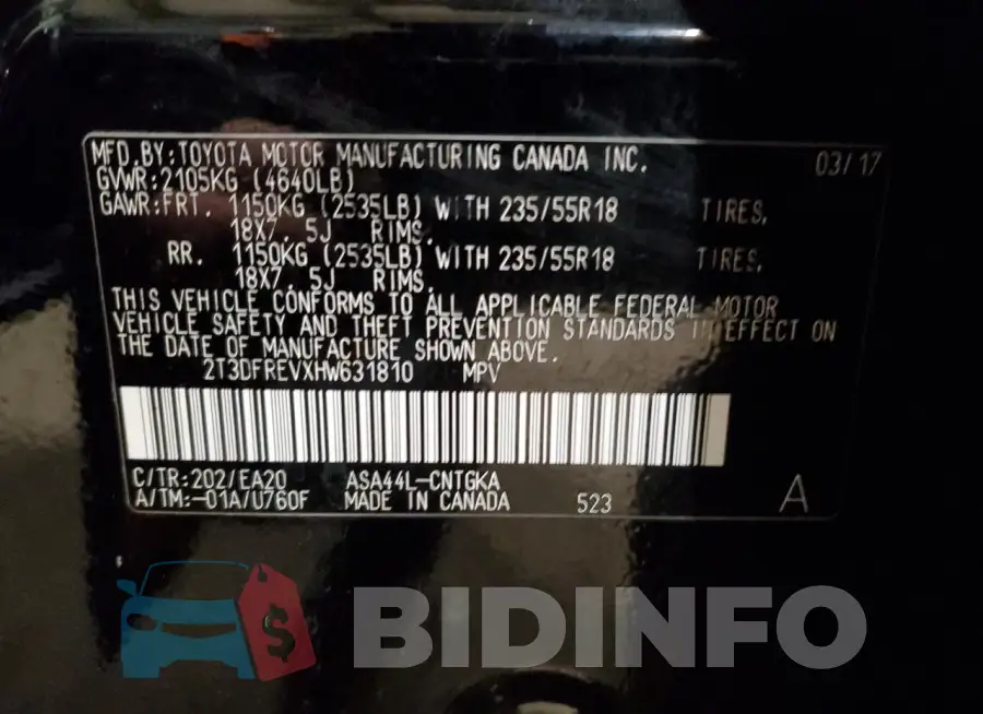 2T3DFREVXHW631810 Photo# 13