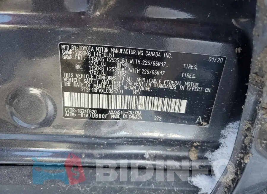 2T3F1RFVXLC091701 Photo# 14