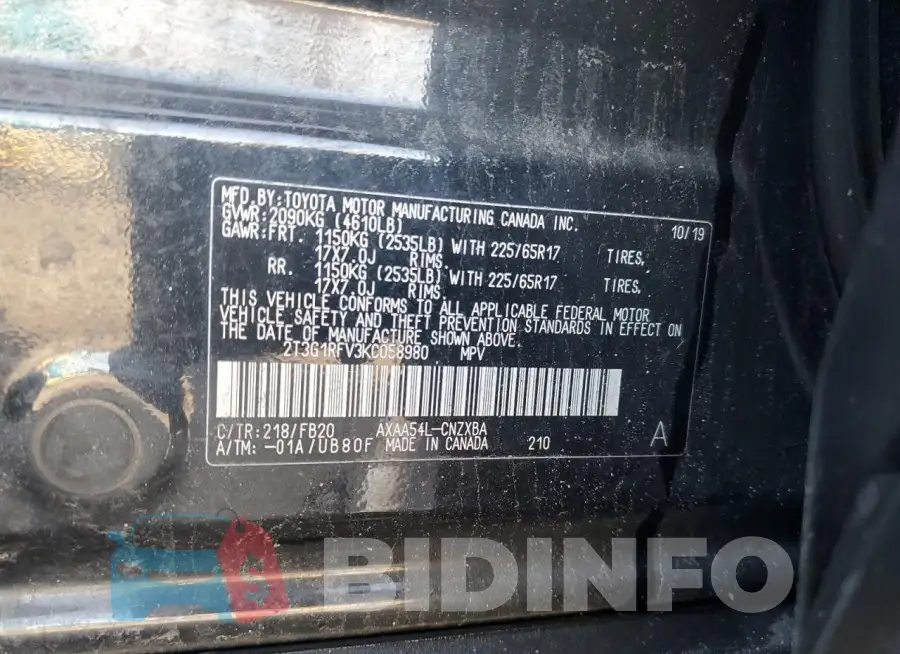 2T3G1RFV3KC058980 Photo# 12
