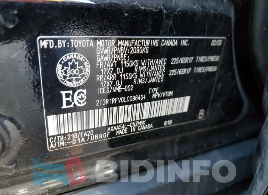 2T3R1RFV0LC096404 Photo# 14