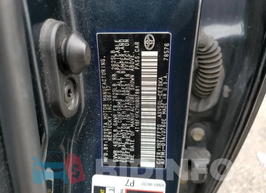 4T1BF1FK7HU807881 Photo# 13