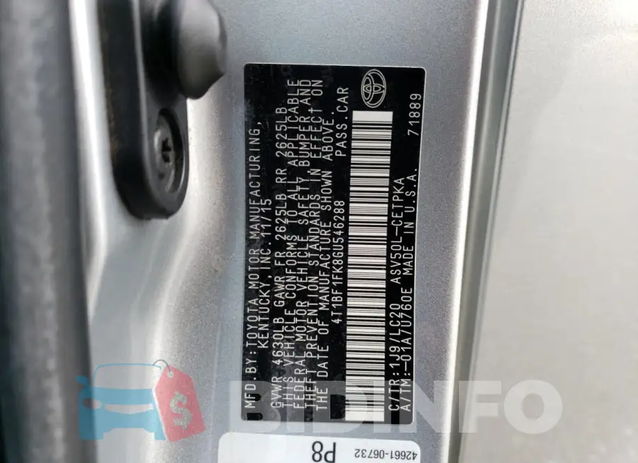 4T1BF1FK8GU546288 Photo# 12