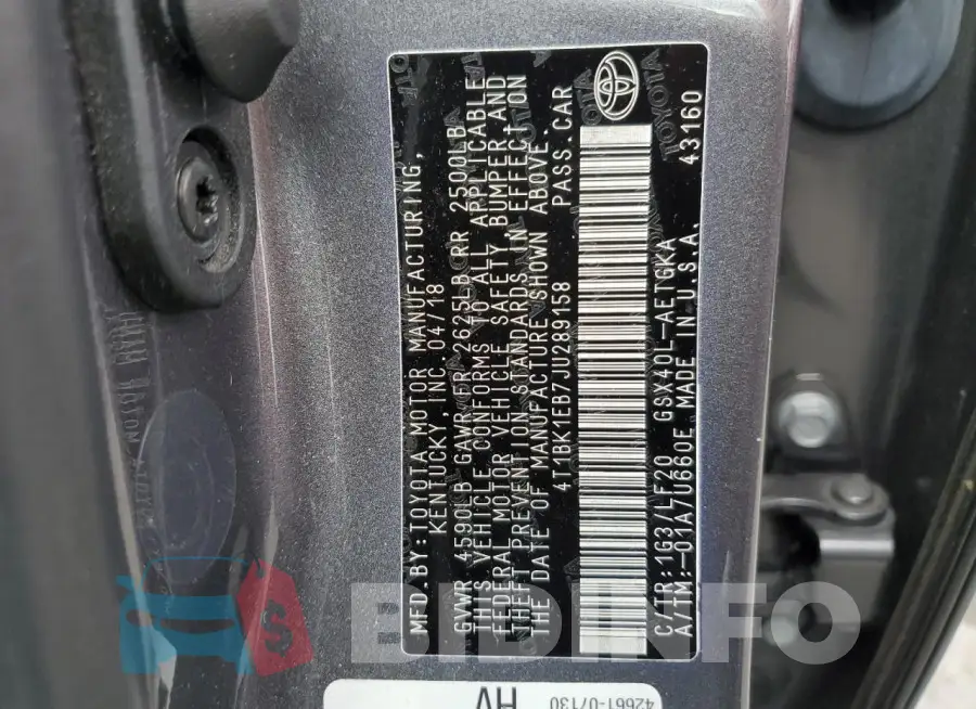 4T1BK1EB7JU289158 Photo# 12