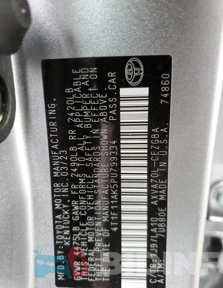4T1F11AK5PU799334 Photo# 12