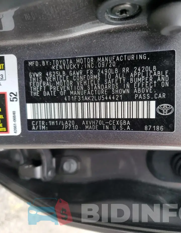 4T1F31AK2LU544421 Photo# 12