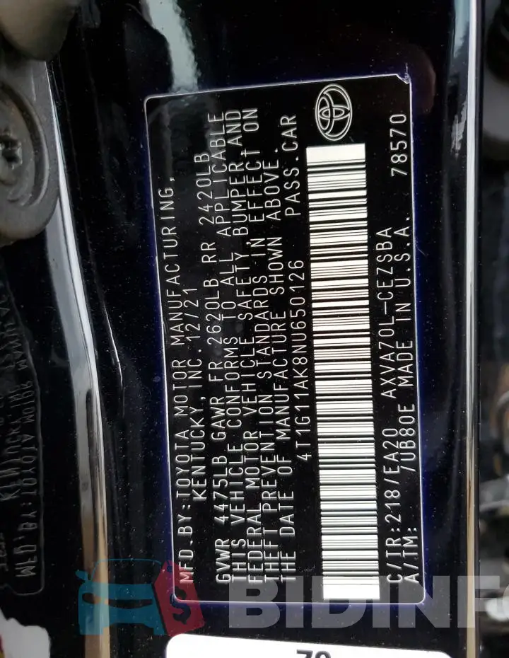 4T1G11AK8NU650126 Photo# 13