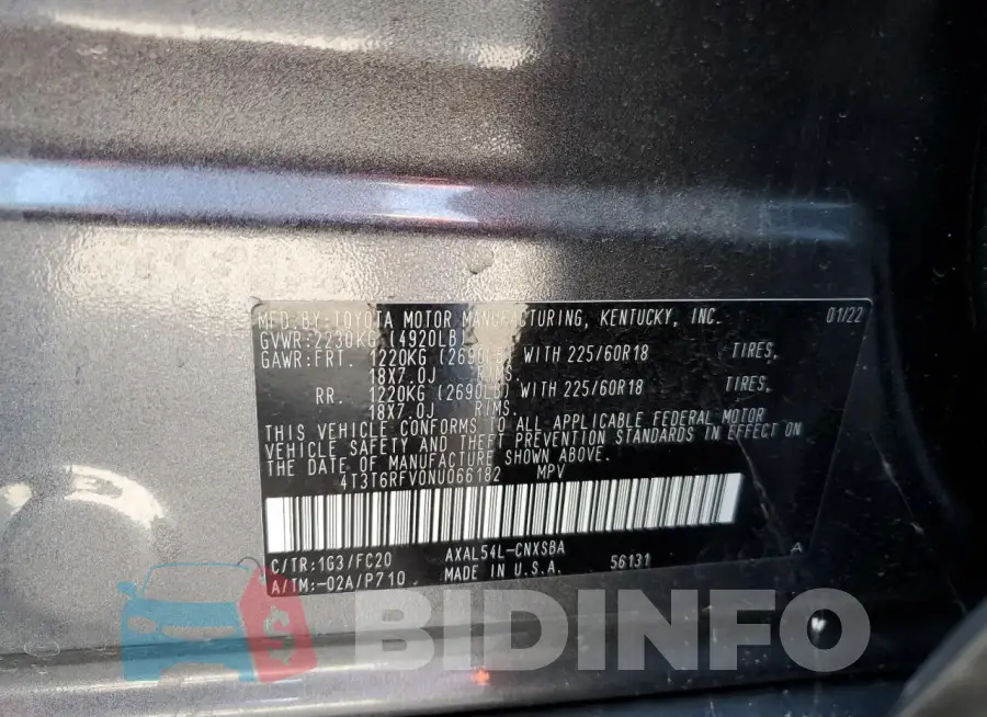 4T3T6RFV0NU066182 Photo# 13