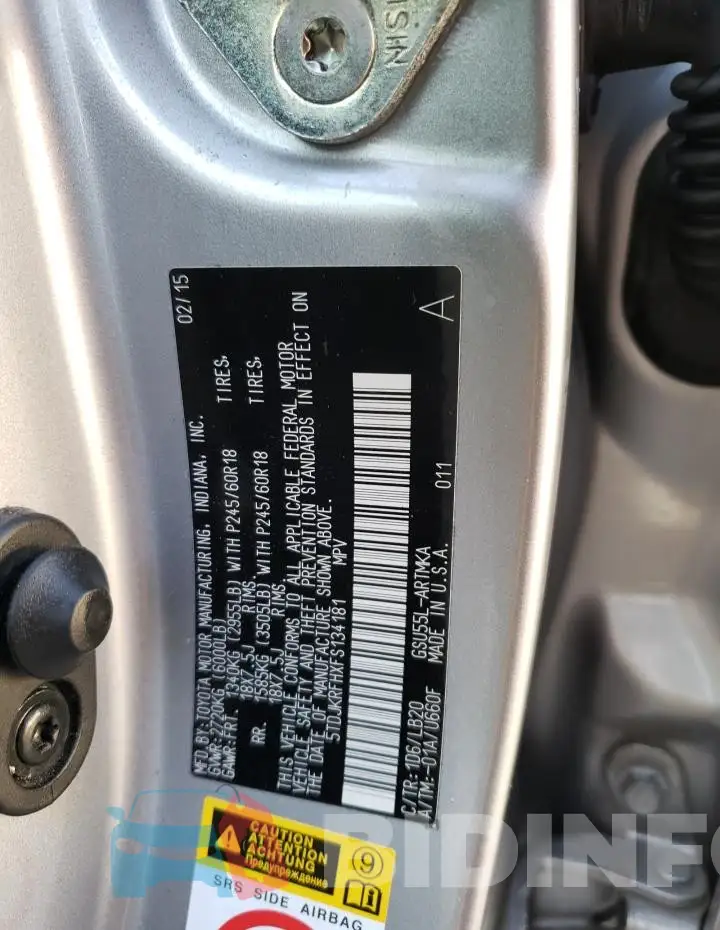 5TDJKRFHXFS134181 Photo# 14