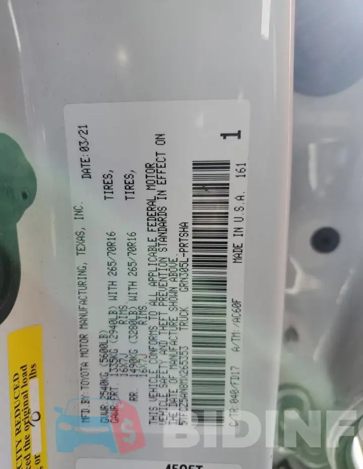 5TFCZ5AN8MX265353 Photo# 12