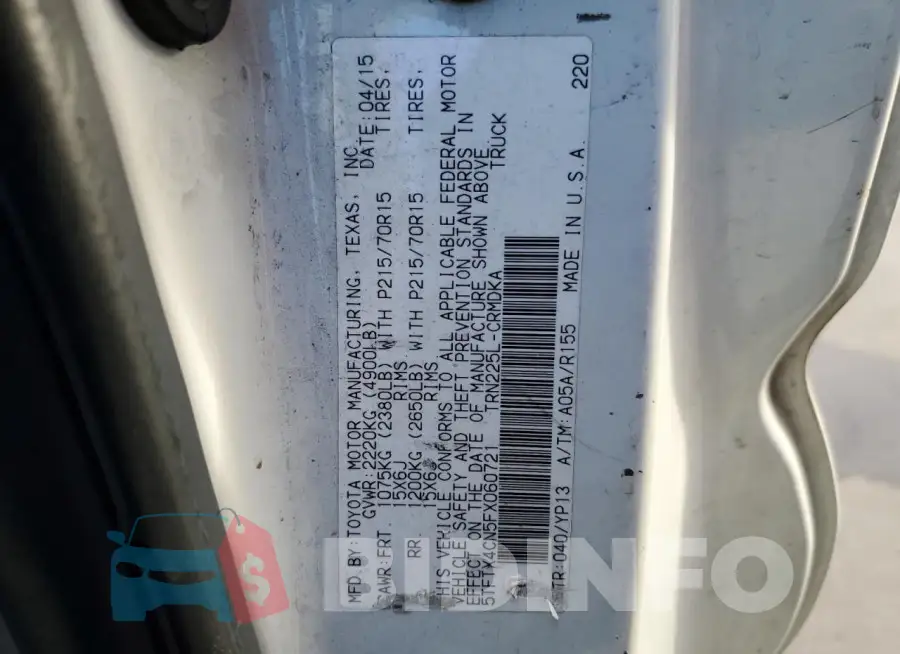 5TFTX4CN5FX060721 Photo# 12
