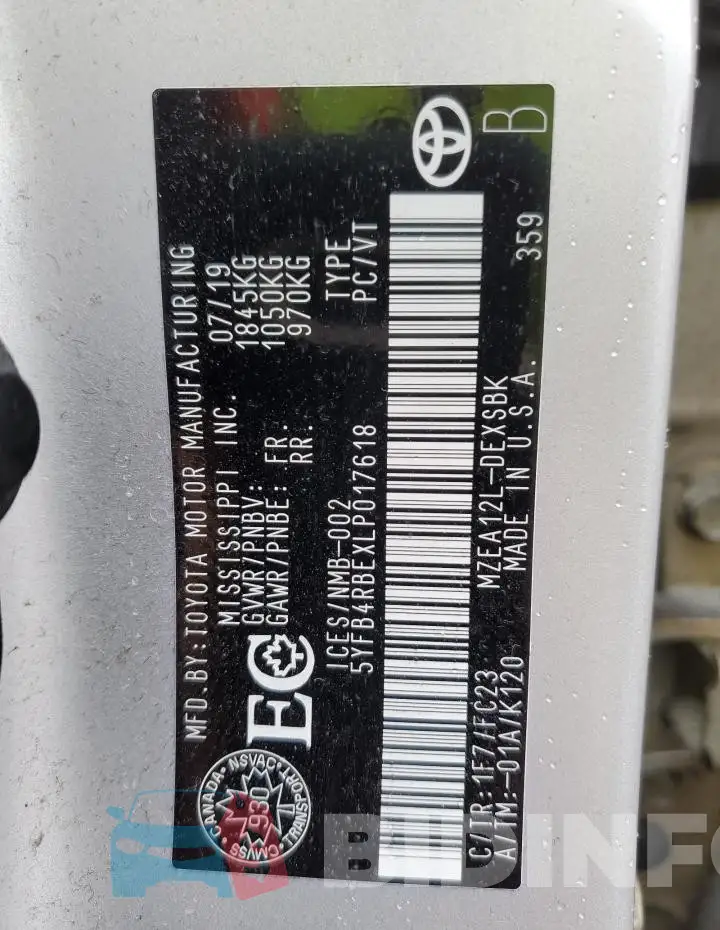 5YFB4RBEXLP017618 Photo# 12