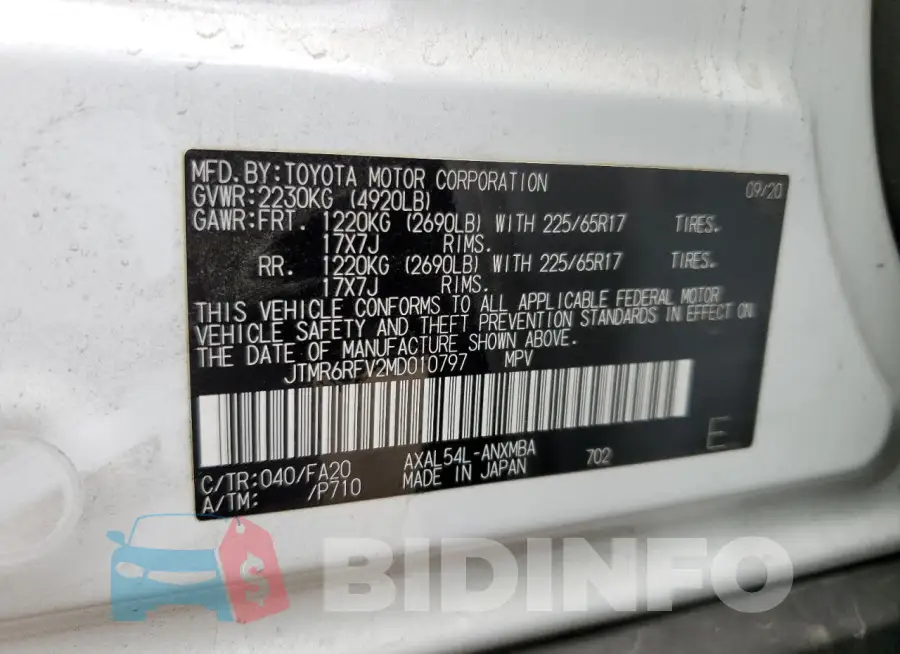JTMR6RFV2MD010797 Photo# 12