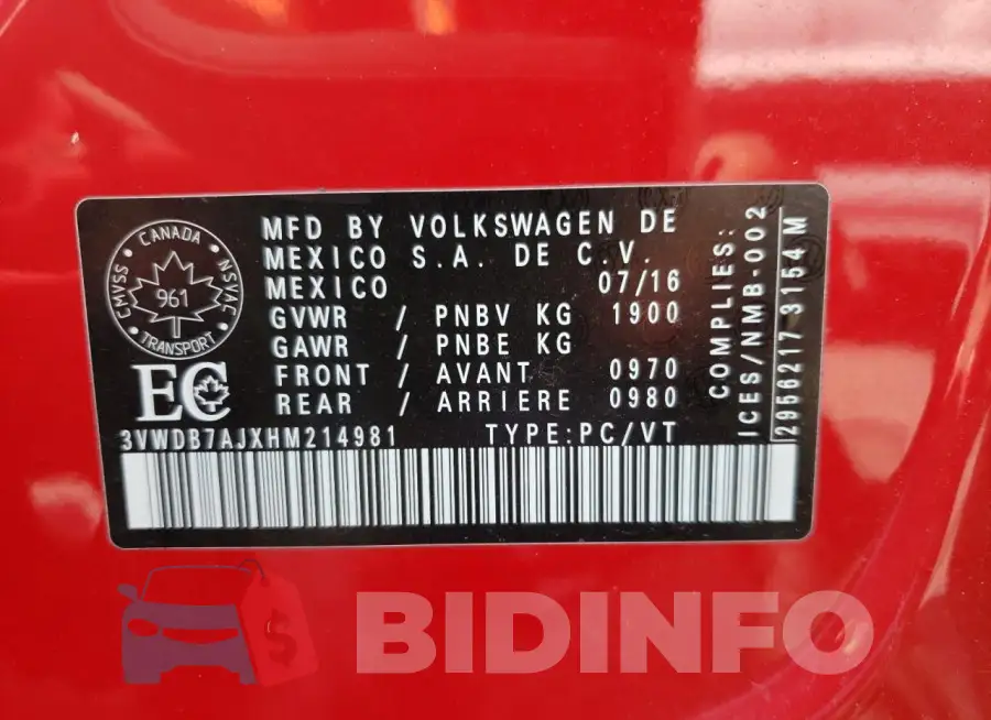 3VWDB7AJXHM214981 Photo# 13
