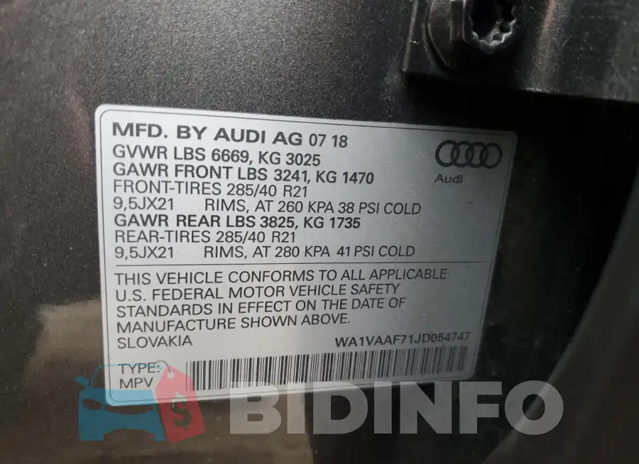 WA1VAAF71JD054747 Photo# 13