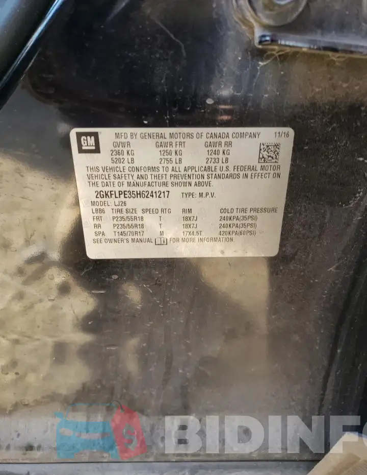 2GKFLPE35H6241217 Photo# 13
