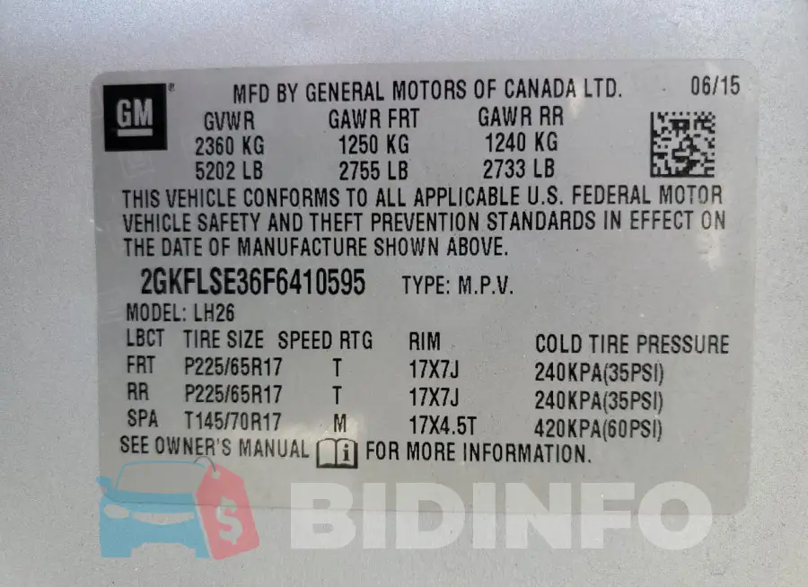 2GKFLSE36F6410595 Photo# 13
