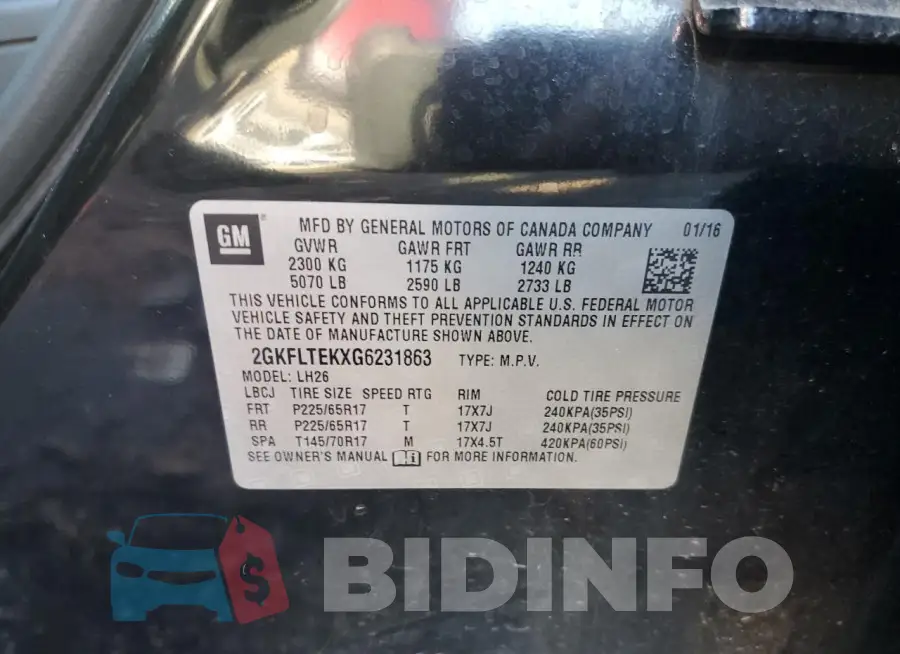 2GKFLTEKXG6231863 Photo# 13