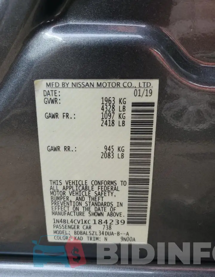 1N4BL4CV1KC184239 Photo# 12