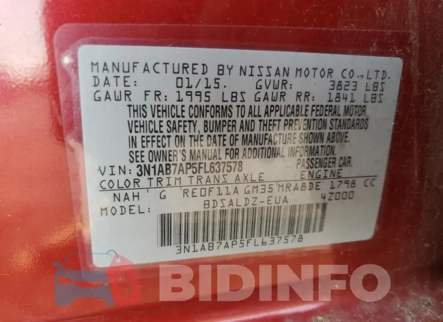 3N1AB7AP5FL637578 Photo# 13