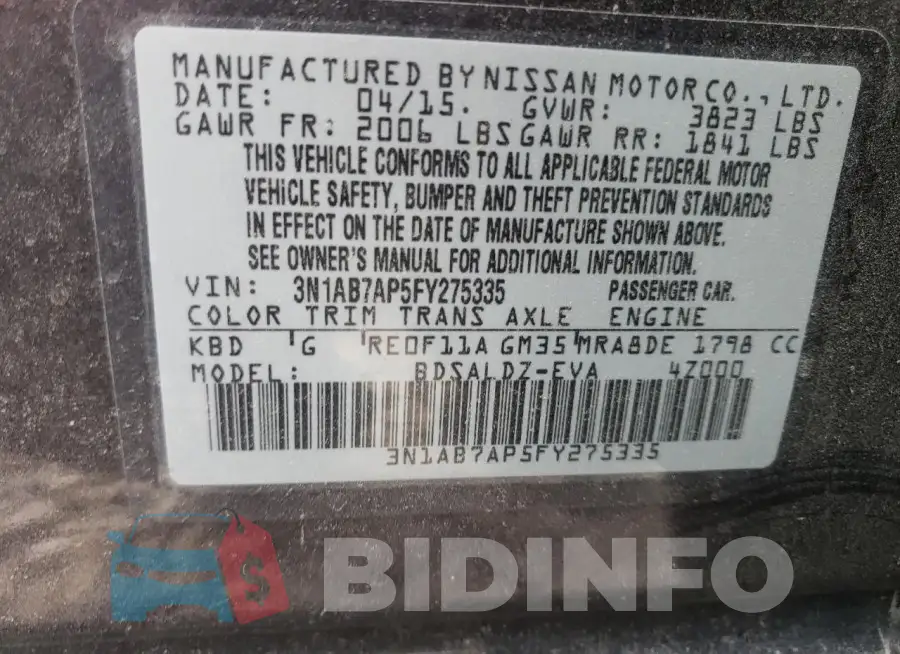 3N1AB7AP5FY275335 Photo# 12