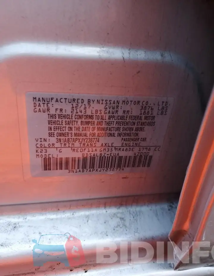 3N1AB7APXJY238774 Photo# 12