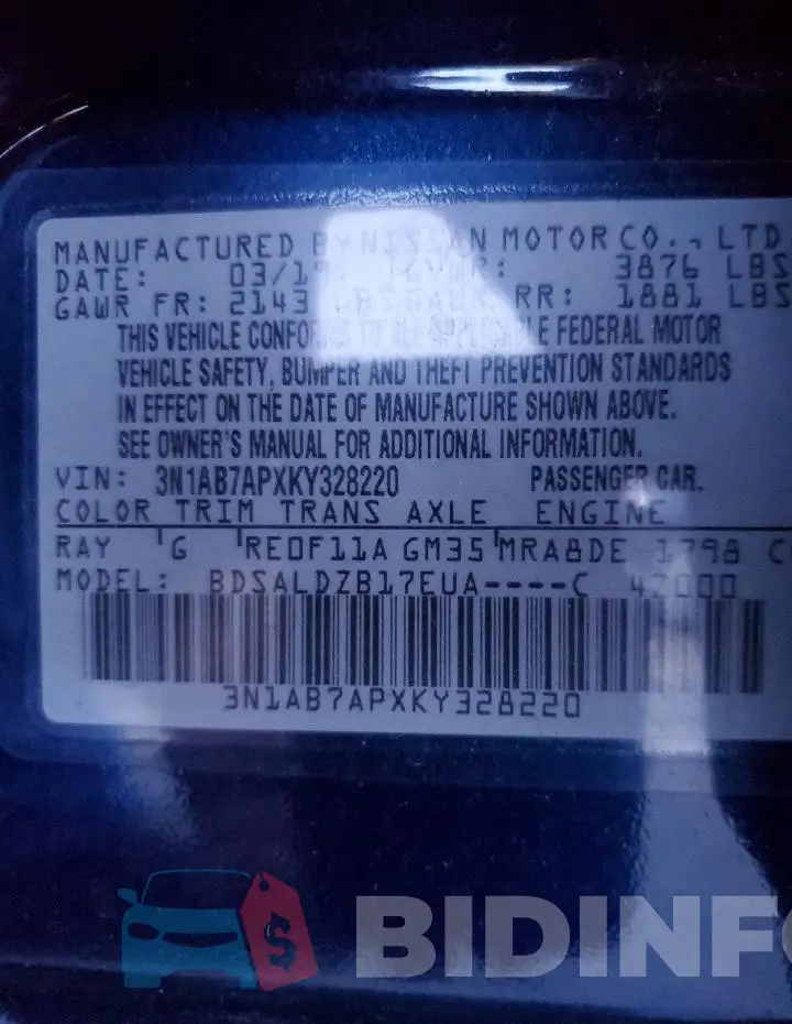 3N1AB7APXKY328220 Photo# 12