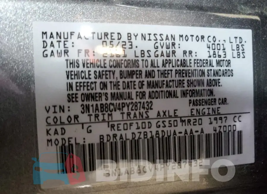3N1AB8CV4PY287432 Photo# 12