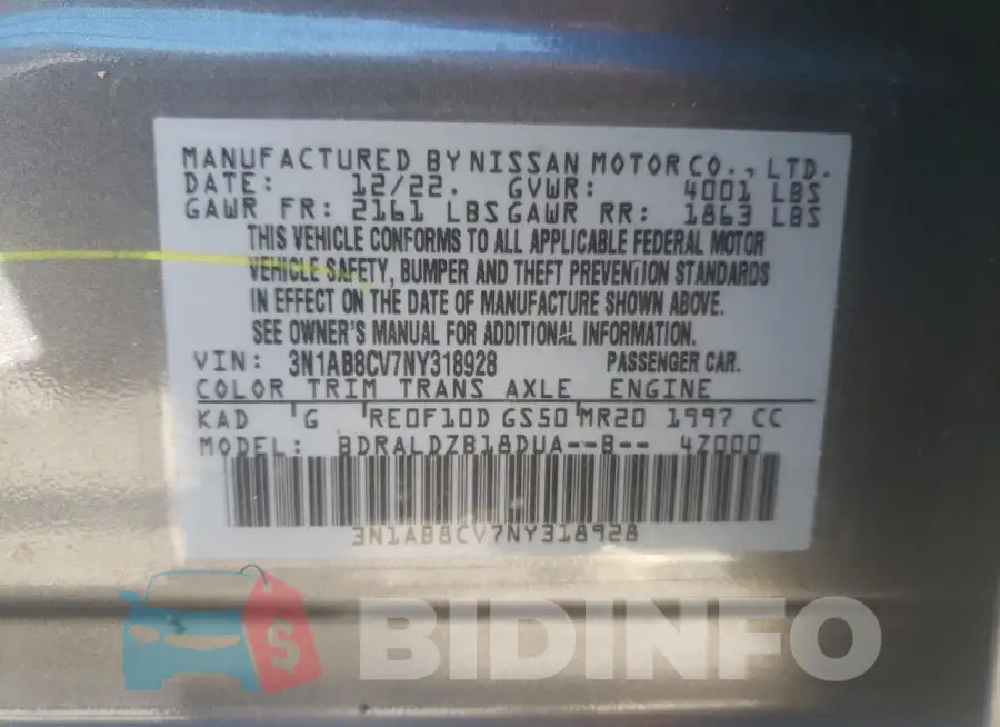 3N1AB8CV7NY318928 Photo# 12