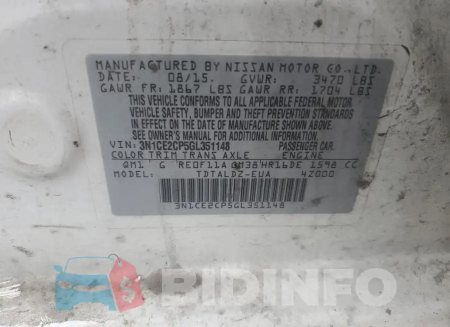 3N1CE2CP5GL351148 Photo# 13