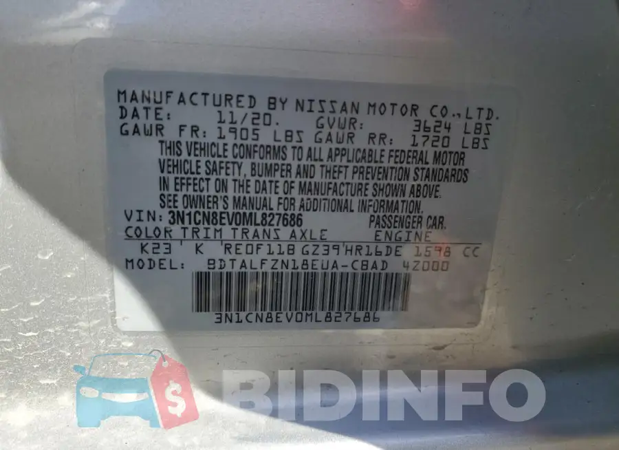 3N1CN8EV0ML827686 Photo# 12