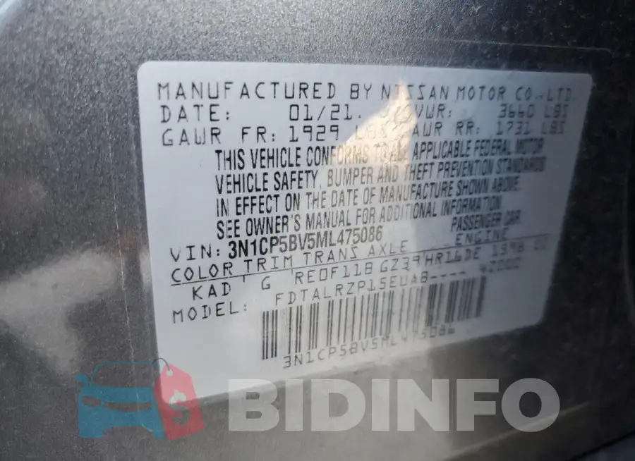 3N1CP5BV5ML475086 Photo# 12