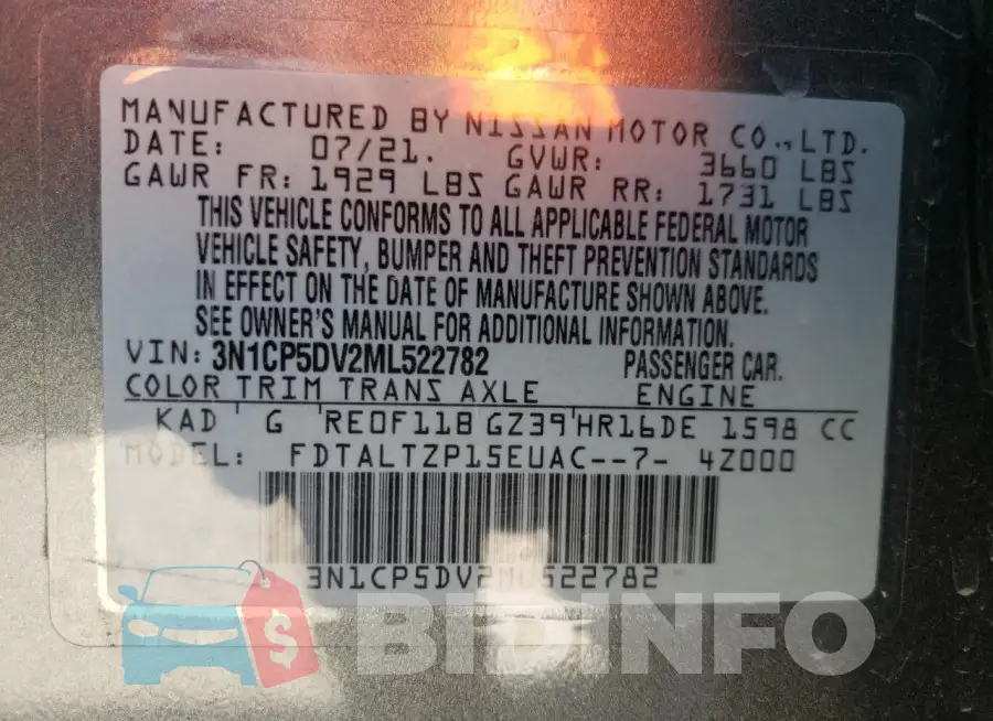 3N1CP5DV2ML522782 Photo# 14