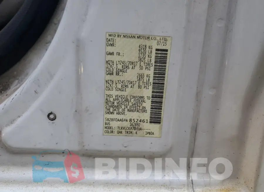 5BZBF0AA6FN852461 Photo# 13