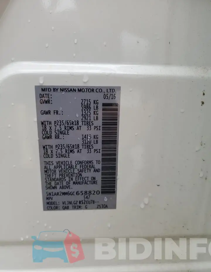5N1AR2MM6GC658820 Photo# 13