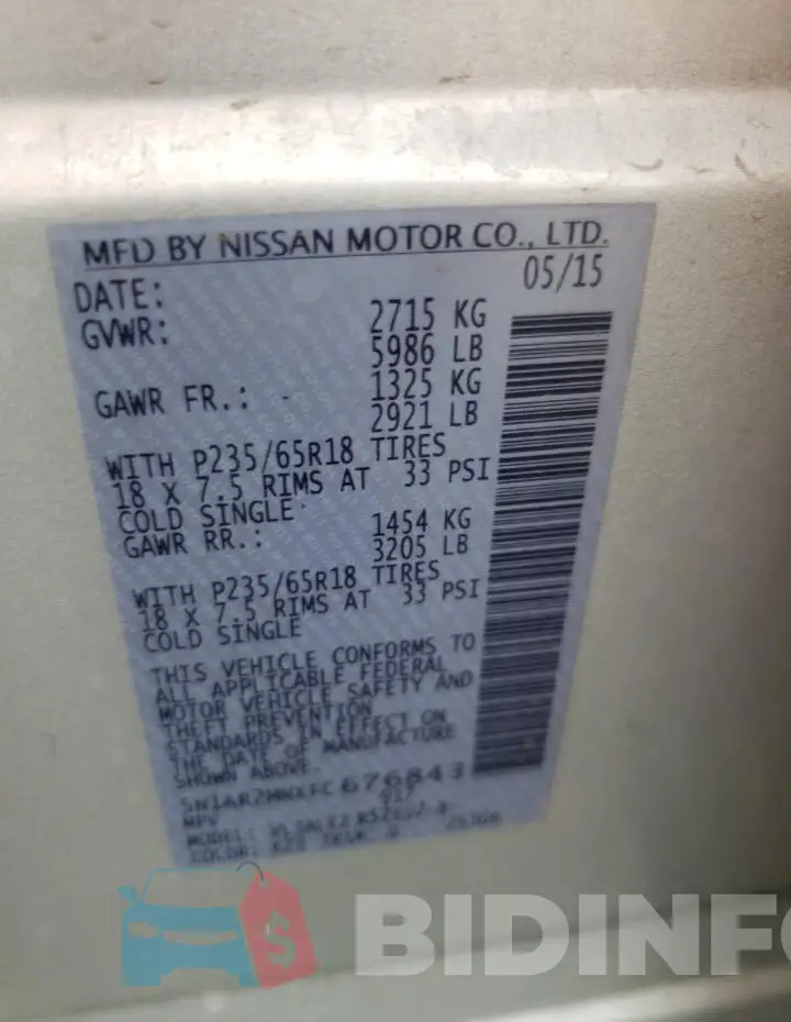 5N1AR2MNXFC676843 Photo# 12