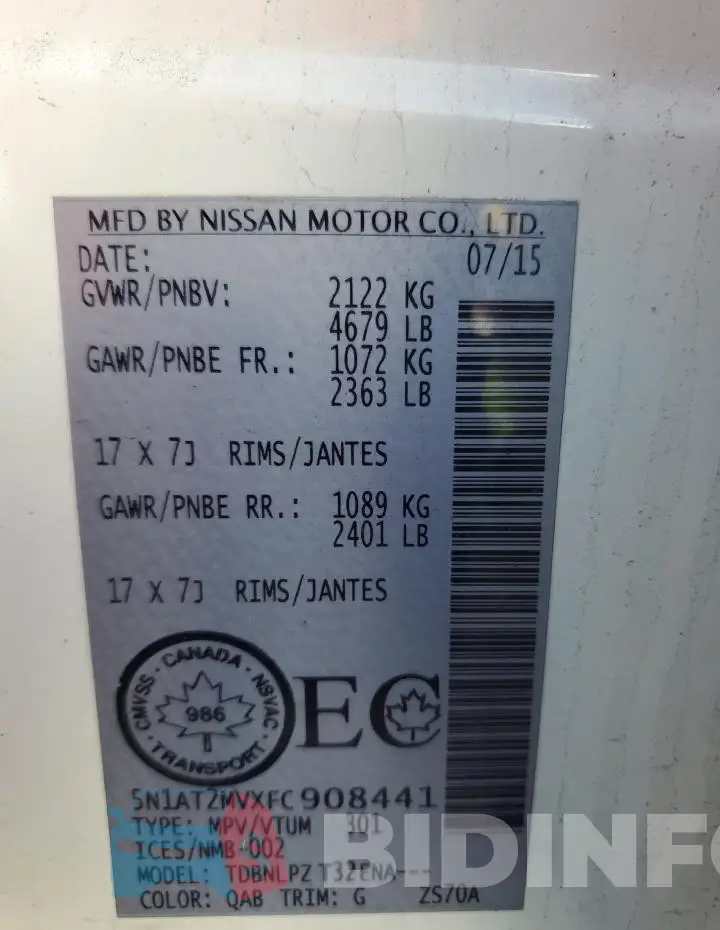 5N1AT2MVXFC908441 Photo# 14
