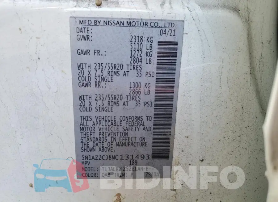5N1AZ2CJ8MC131493 Photo# 12