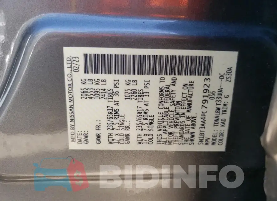 5N1BT3AA4PC791923 Photo# 13