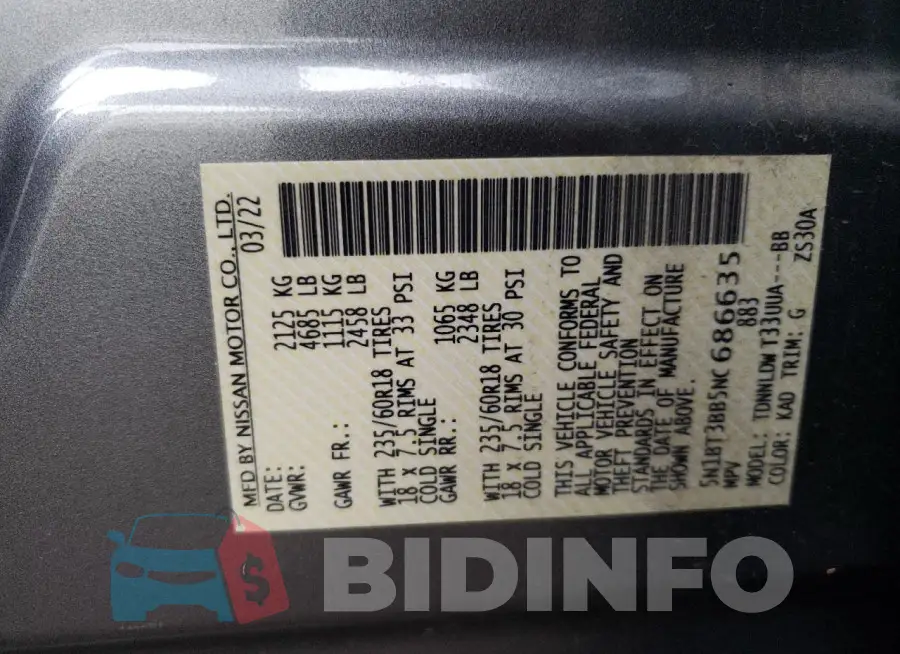 5N1BT3BB5NC686635 Photo# 13