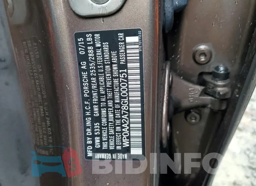 WP0AA2A78GL000751 Photo# 12