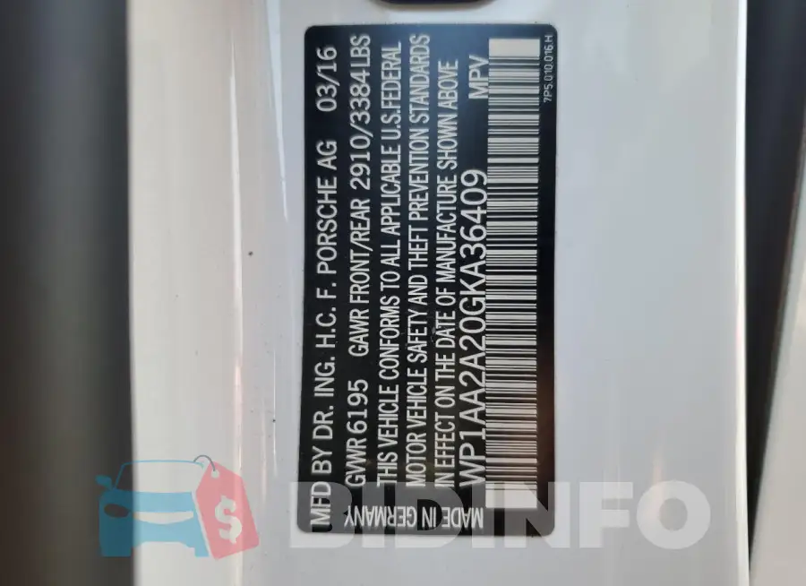 WP1AA2A20GKA36409 Photo# 13