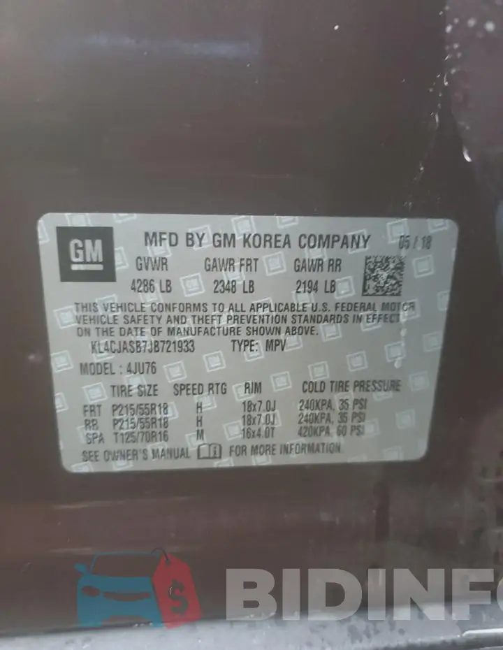 KL4CJASB7JB721933 Photo# 13