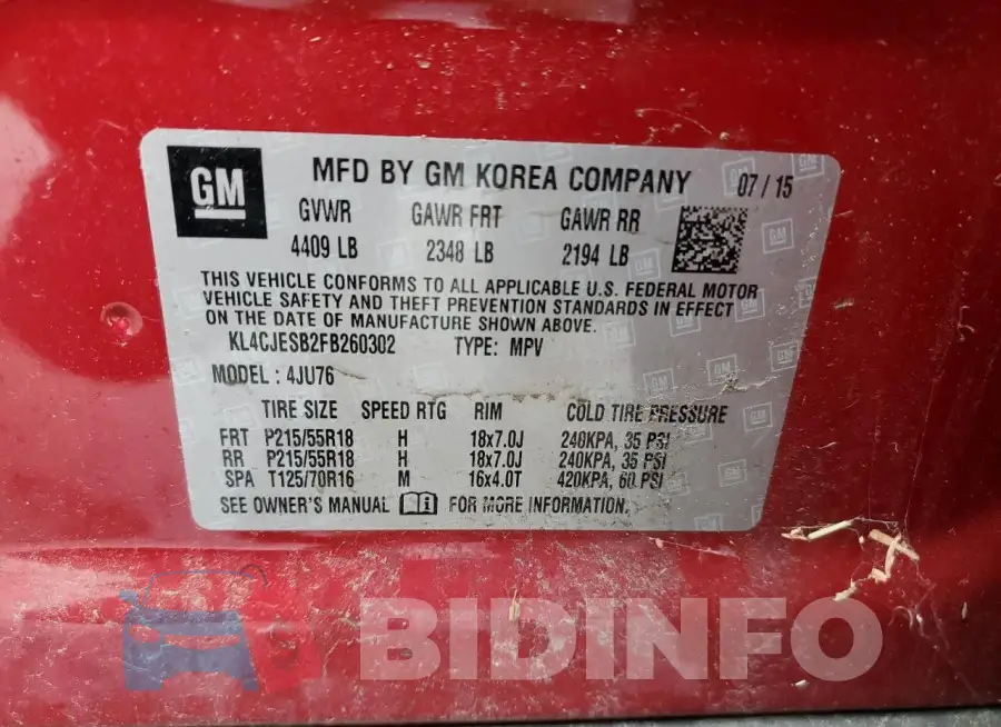KL4CJESB2FB260302 Photo# 12