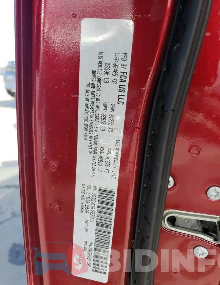 2C3CDXCT6JH237111 Photo# 13