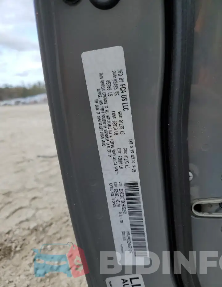 2C3CDXCT8KH622252 Photo# 13